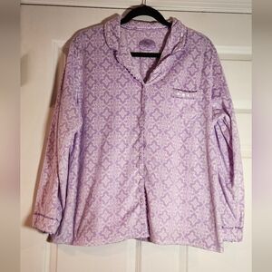 Aria Soft Purple And White Snowflake Pattern Button Up Sleep Top XL